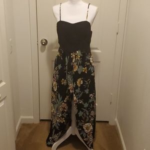 High-low floral romper dress